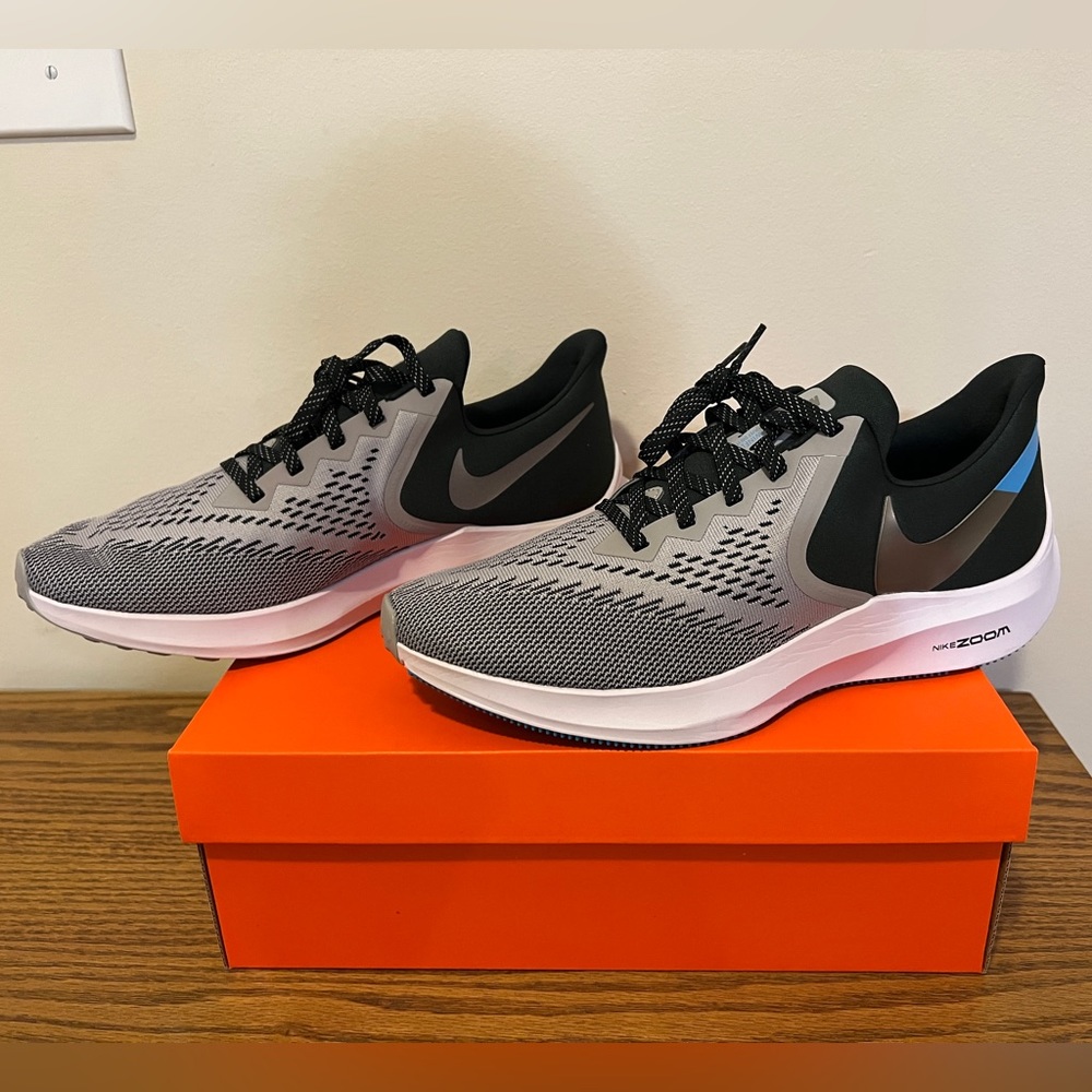 NEW Nike Mens Air Zoom Winflo 6 Black Gray Running Sneakers: AQ7497-006